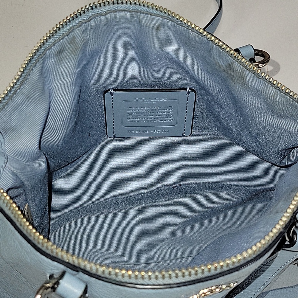 Coach Mini Kelsey Light Blue Leather Tote Crossbody Bag F57563 - Picture 13 of 15